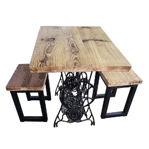 고재식탁세트 길이880mm 고재소나무로 만든 식탁과 의자 세트
